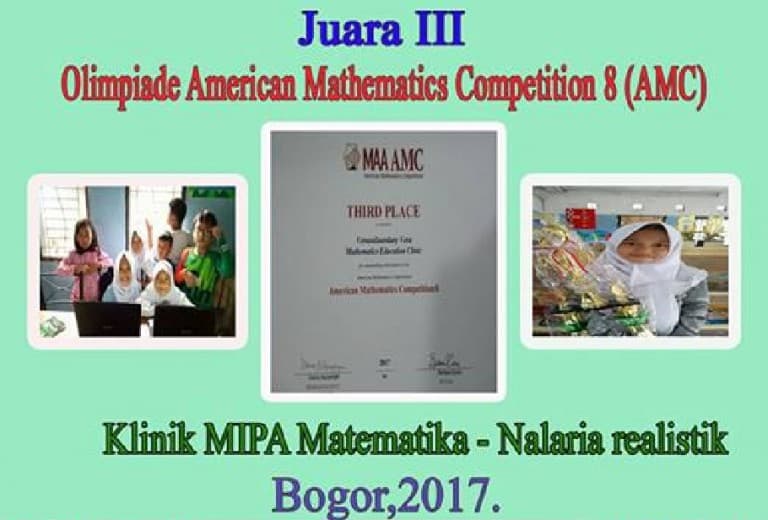 Selamat kepada Vera atas keberhasilan menjadi juara 3 Lomba Olimpiade American Mathematics Competition 8 (AMC)